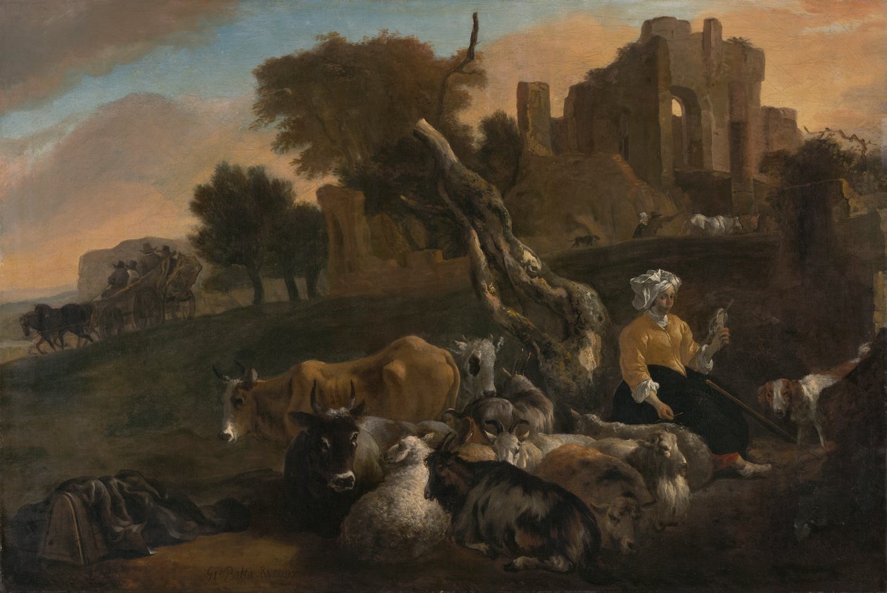 Táj pásztorlánnyal alkotó: Jan Baptist Weenix