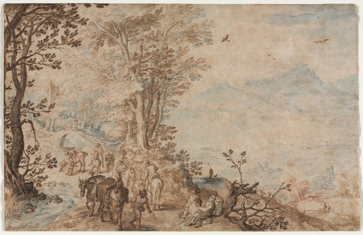 Táj utazókkal, 1605. alkotó: Jan Brueghel the Elder