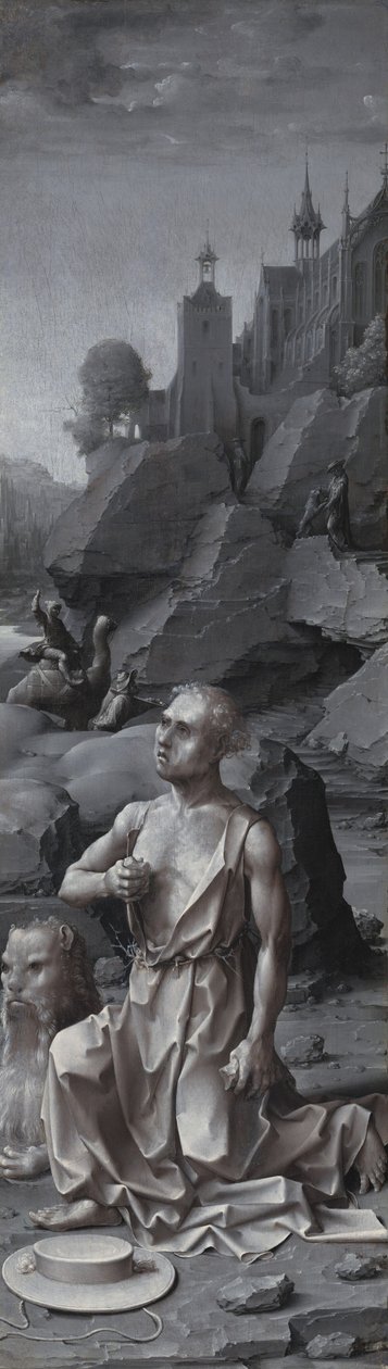 Szent Jeromos bűnbánó [jobb oldali panel] alkotó: Jan Gossaert