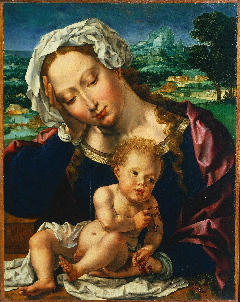 Szűz és gyermek egy tájban, 1531. alkotó: Jan Gossaert