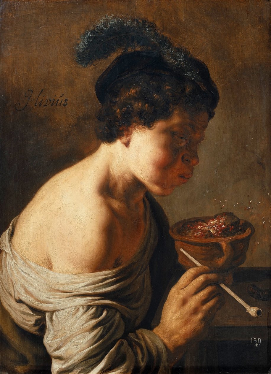 Egy fiatal fújja a parazsat. alkotó: Jan Lievens