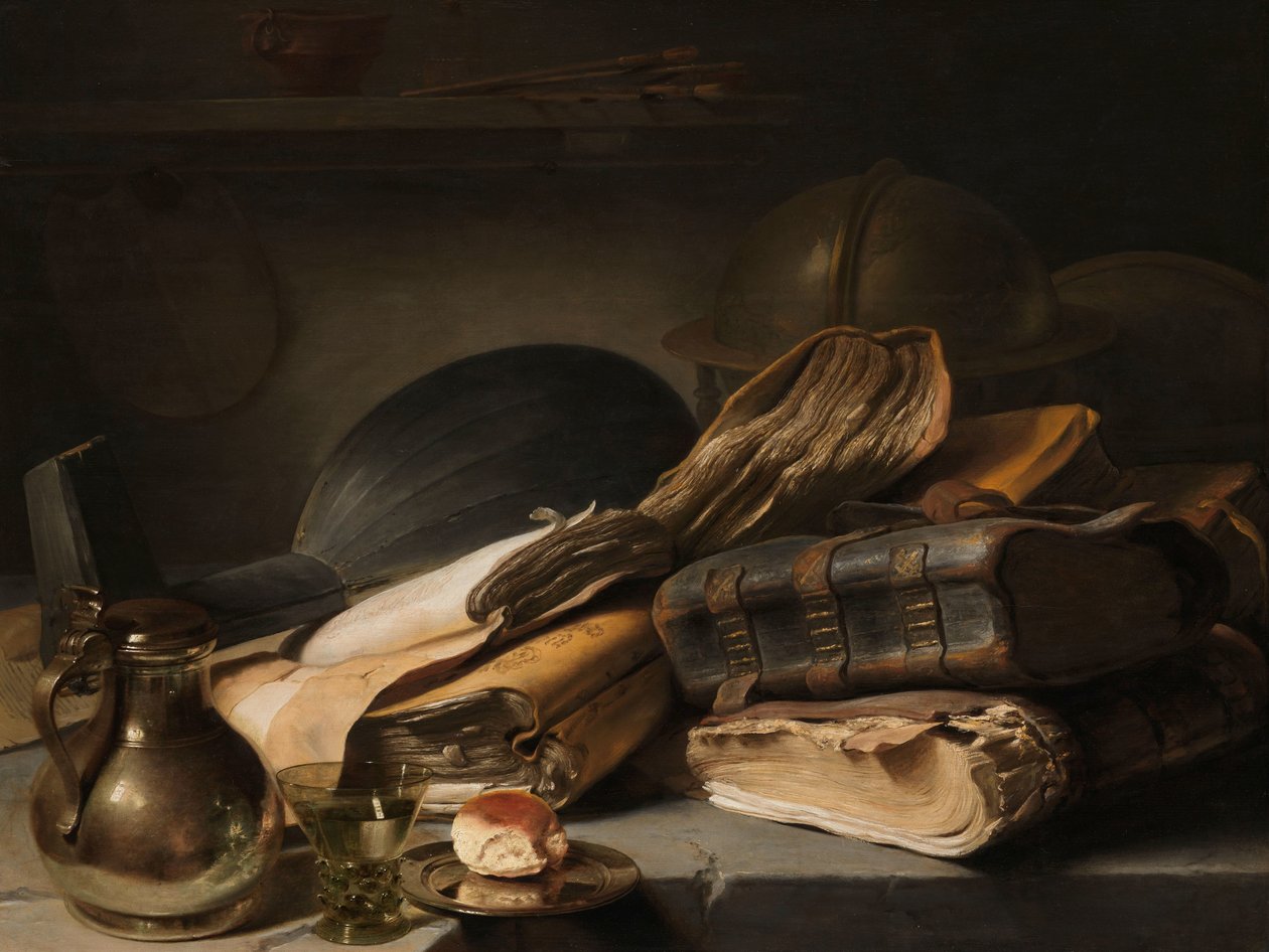 Csendélet könyvekkel Vanitas csendélet alkotó: Jan Lievens