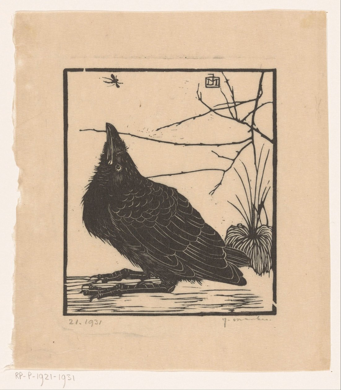 Crow, felnéz a szúnyogra alkotó: Jan Mankes (signed by artist)