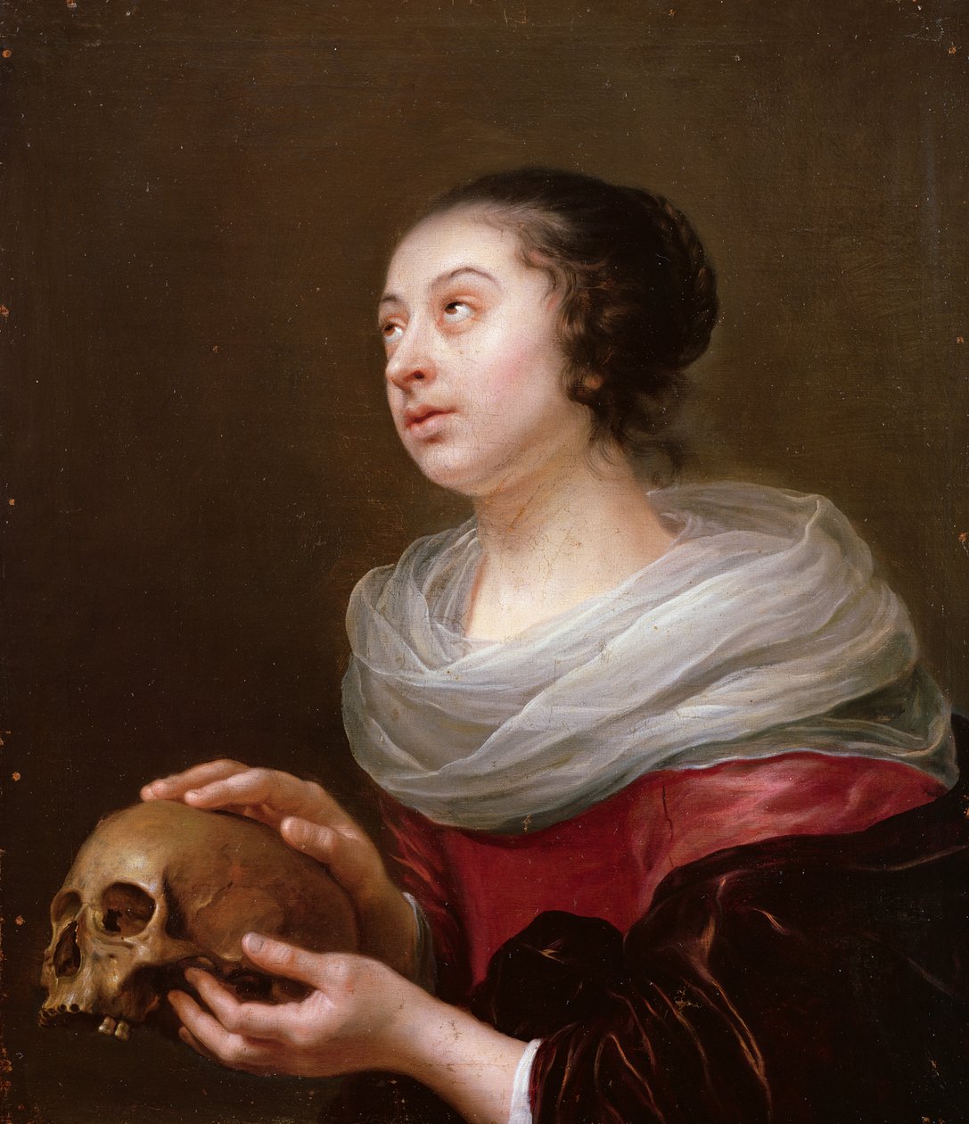 Egy fiatal nő koponyával, 1640-es évek alkotó: Jan Olis