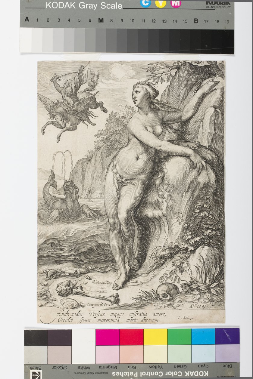 Androméda, 1609 körül (metszet) alkotó: Jan Saenredam