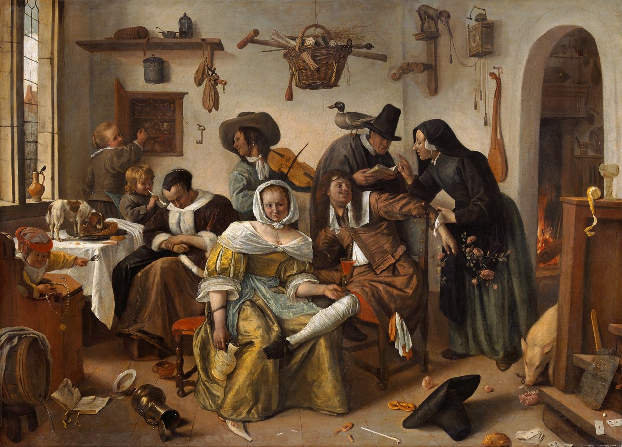Óvakodj a luxustól ("In Weelde Siet Toe") alkotó: Jan Steen