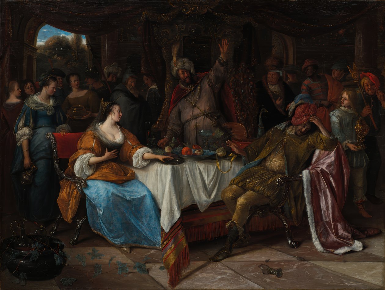 Eszter, Ahasvérus és Hámán alkotó: Jan Steen