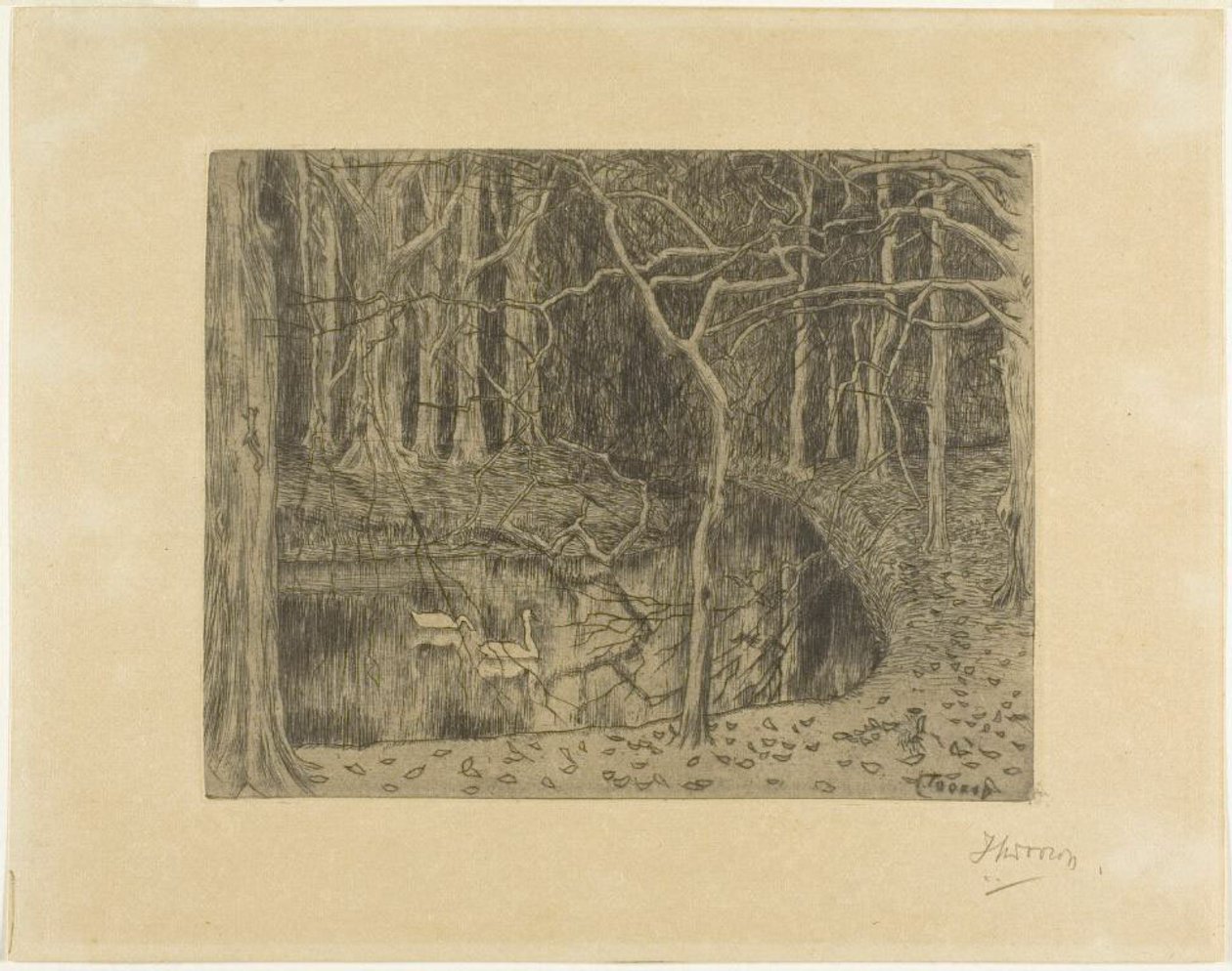 Erdő tóval és hattyúkkal alkotó: Jan Toorop