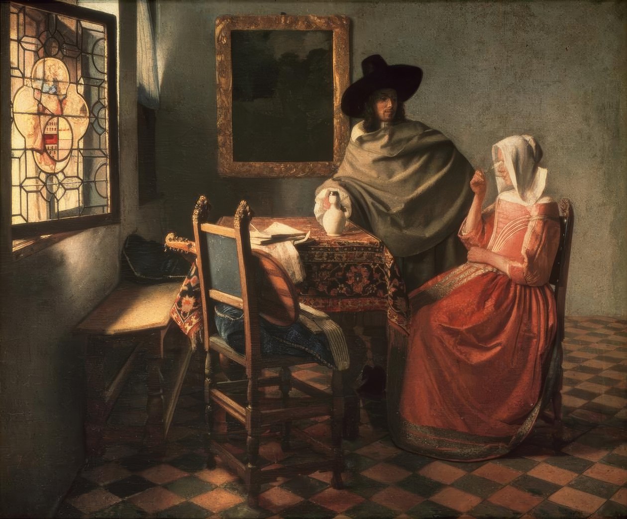 Úr és hölgy borral alkotó: Jan Vermeer van Delft