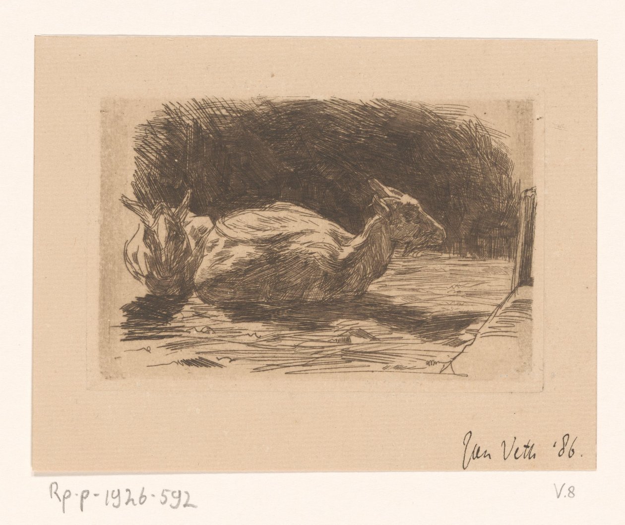 Két kecske alkotó: Jan Veth (signed by artist)