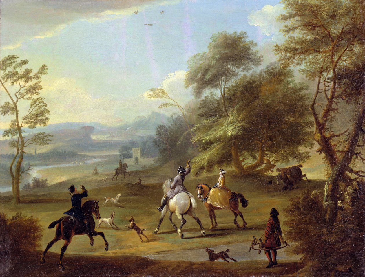 Egy Hawking Party, 1690 körül alkotó: Jan Wyck