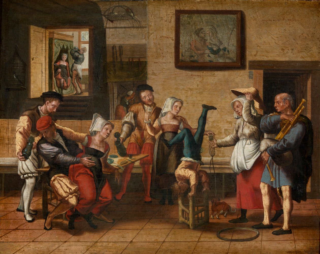 Pub jelenet (olaj, fa) alkotó: Jan van Amstel
