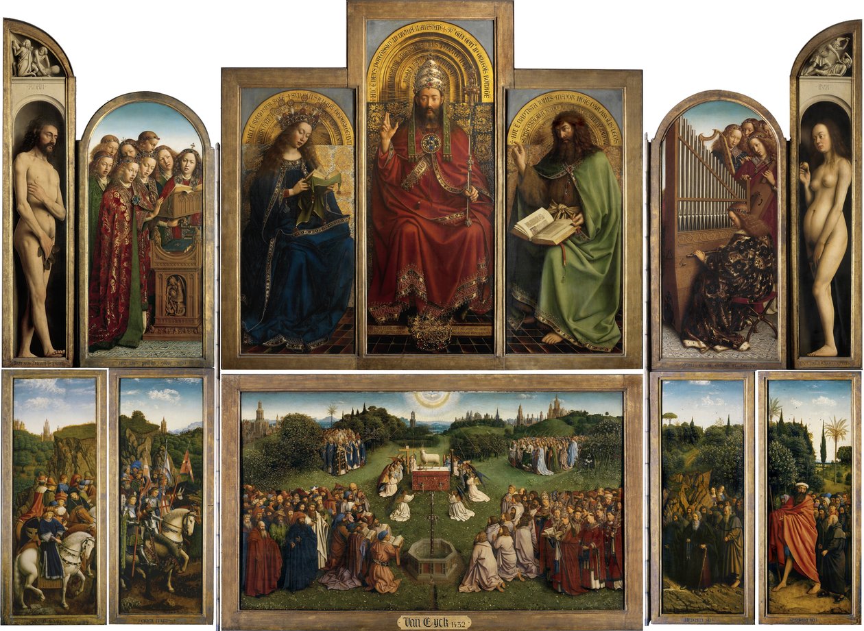 het Lam Gods (a genti oltárkép nyitva) alkotó: Jan van Eyck