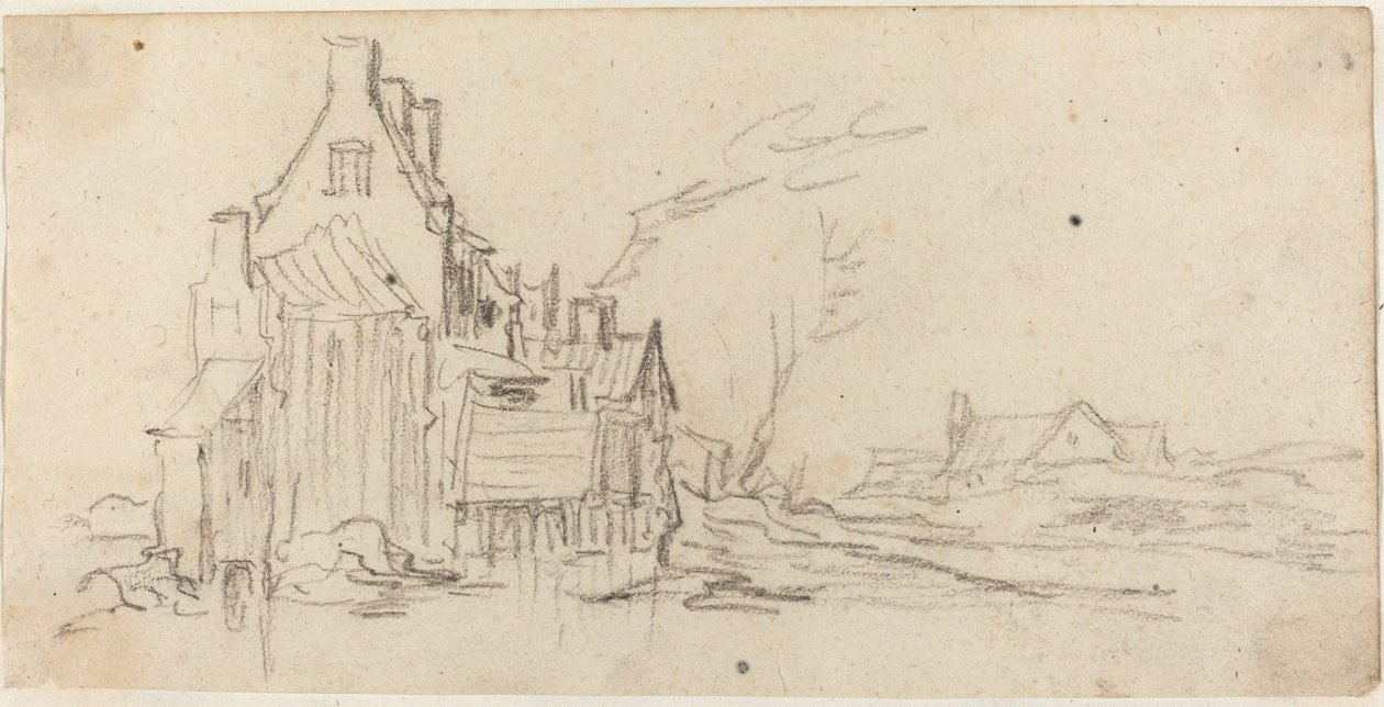 Házak egy út mellett alkotó: Jan van Goyen