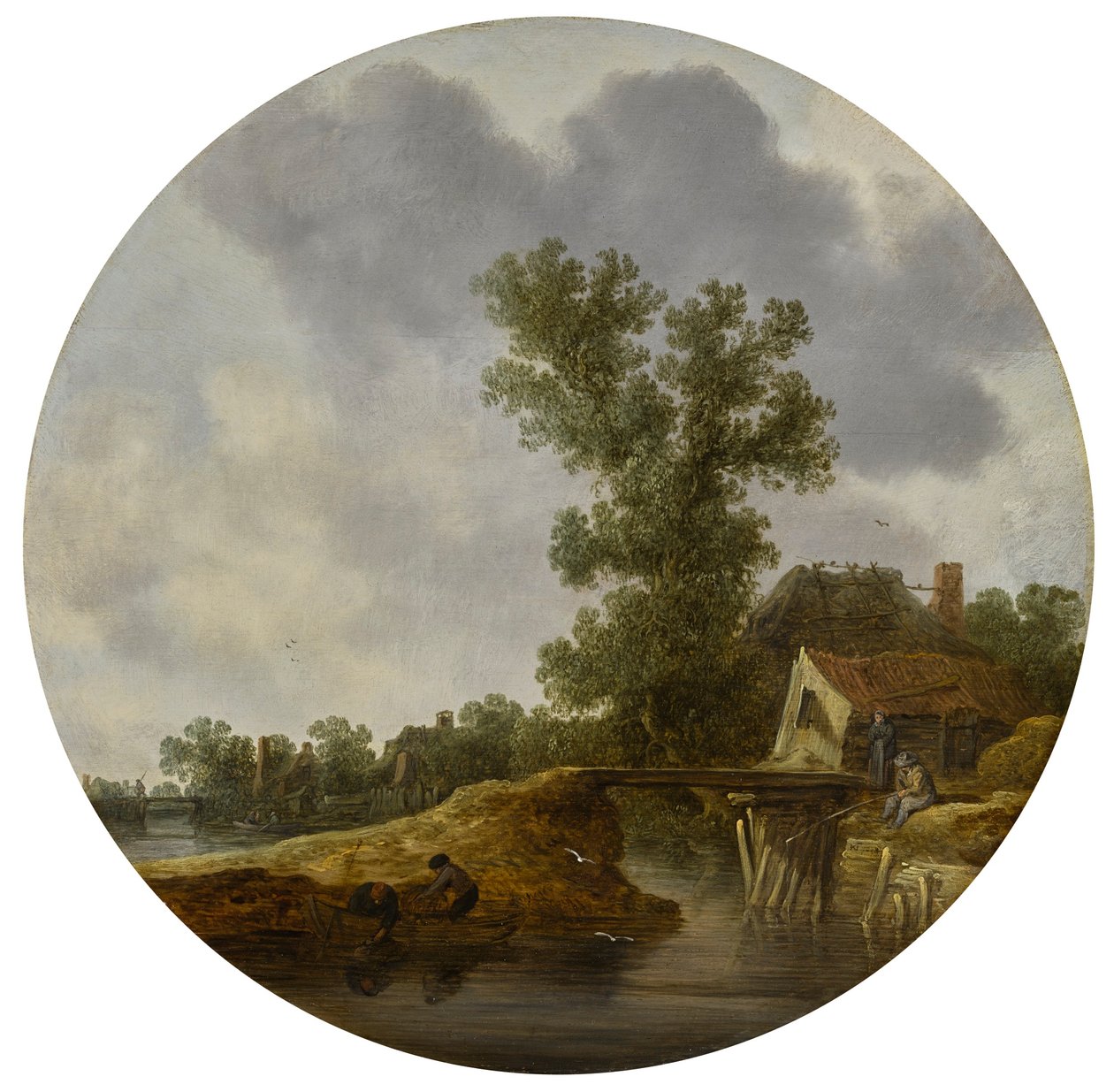 Folyami táj (kör alakú) alkotó: Jan van Goyen