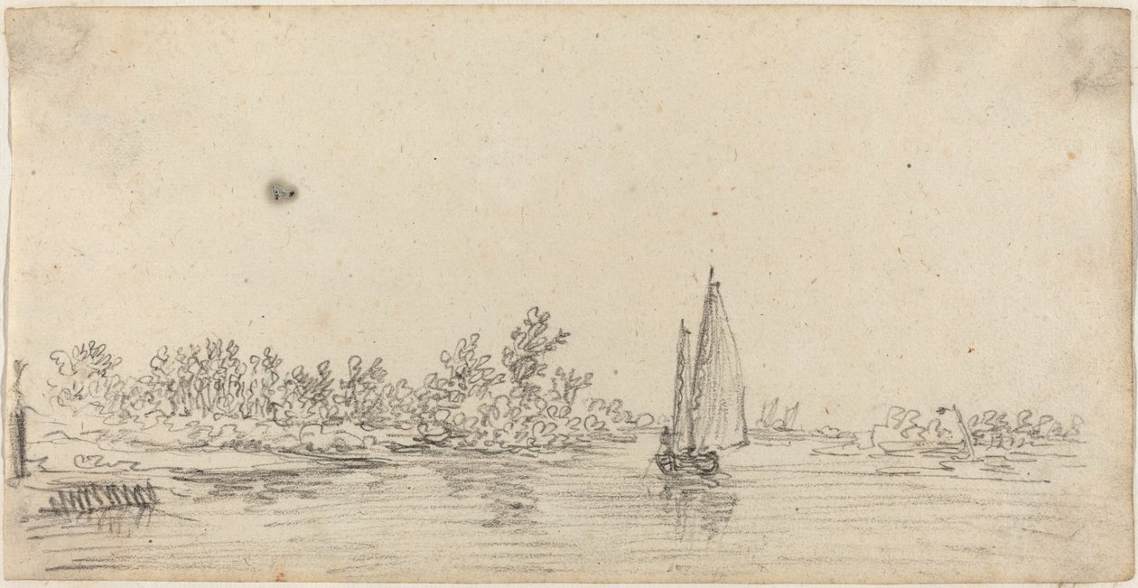 Vitorlás egy torkolatban alkotó: Jan van Goyen