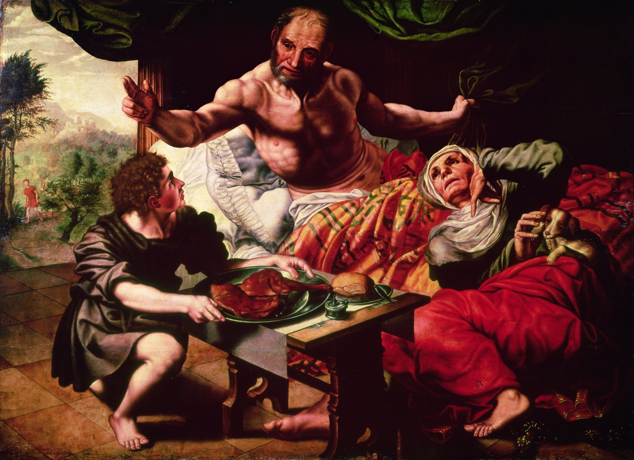 Izsák áldja Jákóbot alkotó: Jan van Hemessen