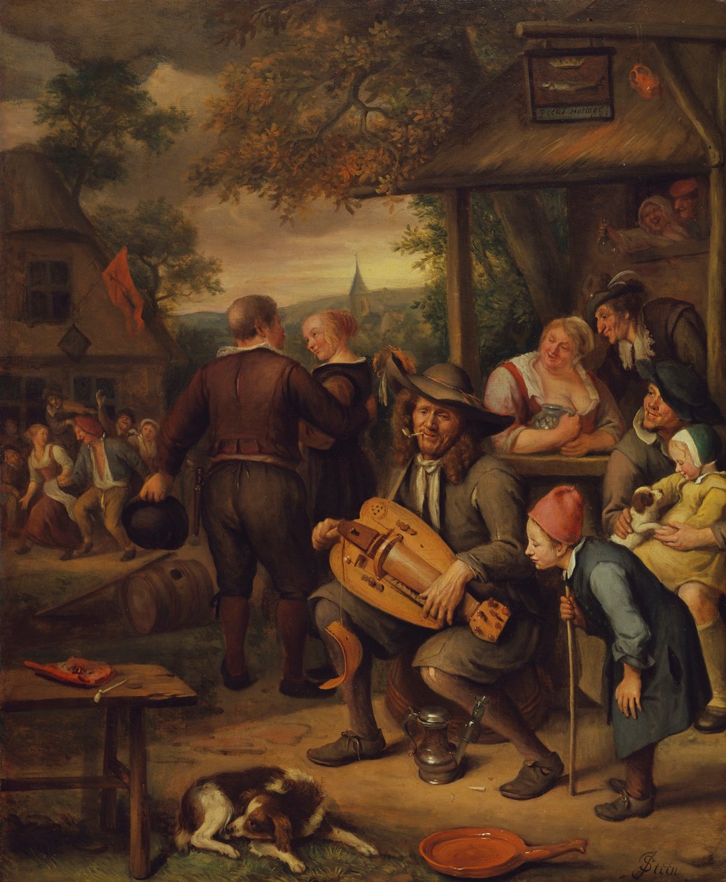 A Hurdy Gurdy Player alkotó: Jan van Kessel