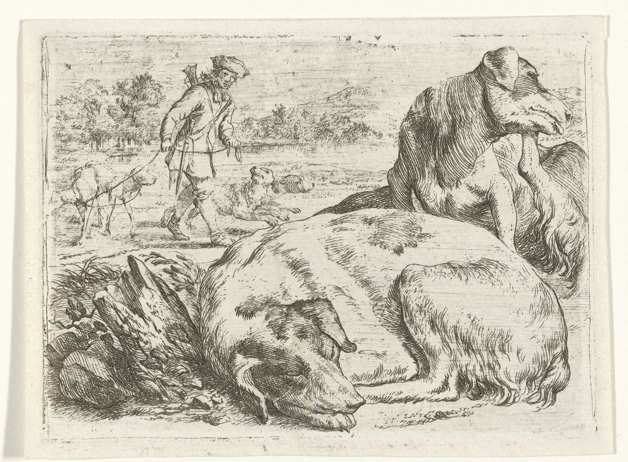 Hunter a kutyáival alkotó: Jan van Ossenbeeck