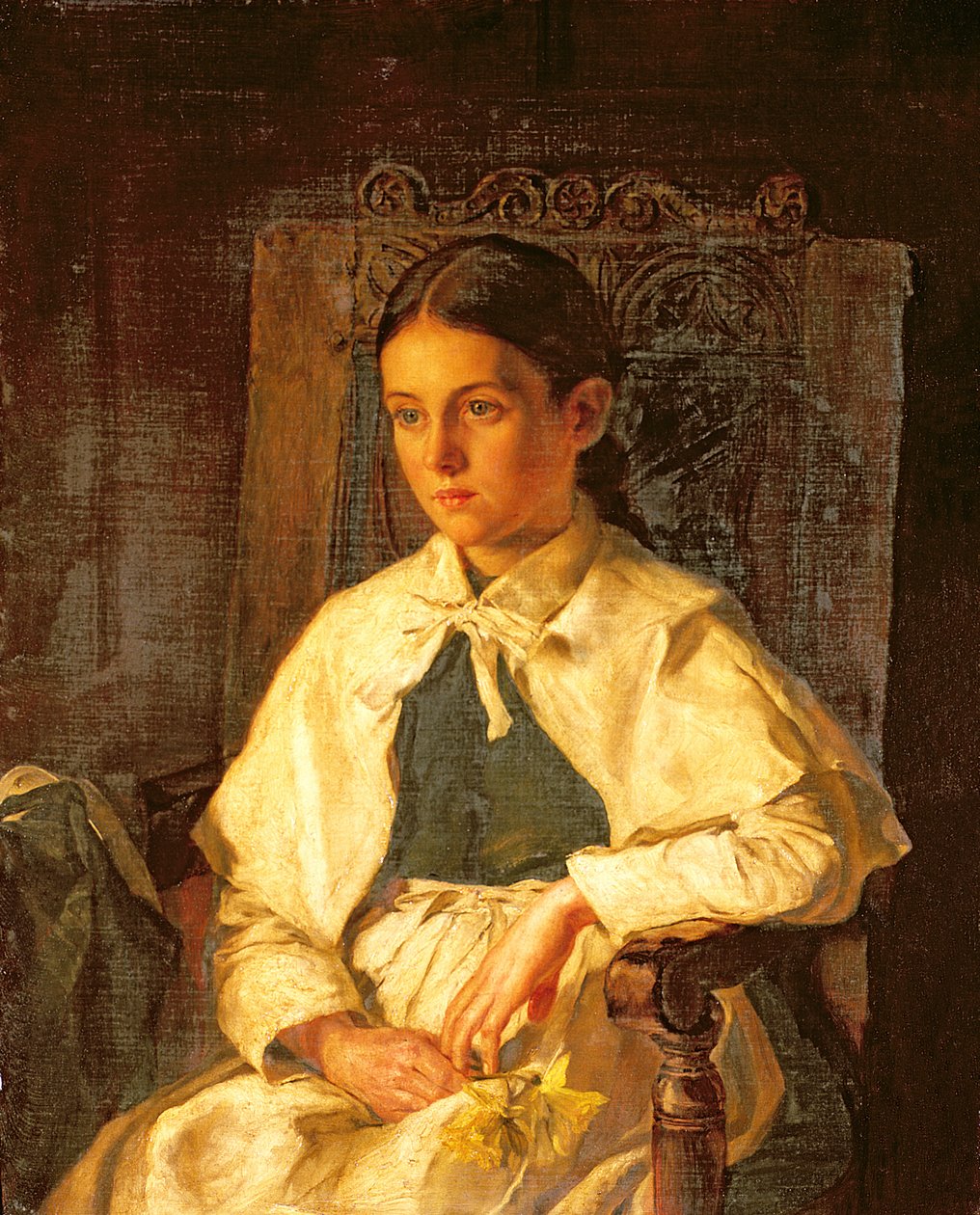 Egy lány portréja a Dr. Woodwards School, Maidstone jelmezében alkotó: Jane Day