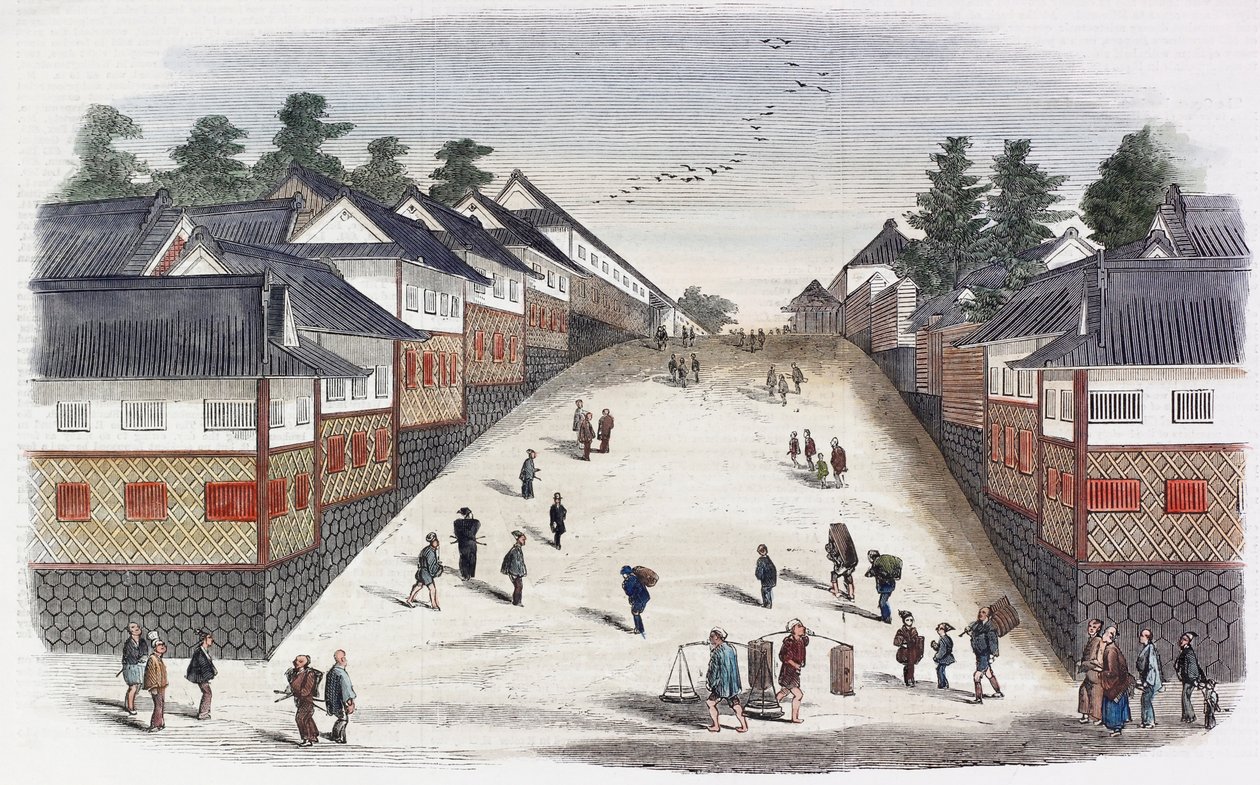 Egy utca a Princes Quarterben, Jeddo államban alkotó: Japanese School
