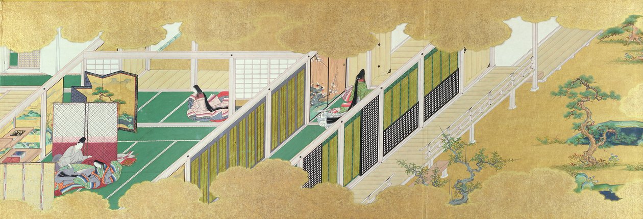 Japán belső tér (tekercses festmény) alkotó: Japanese School