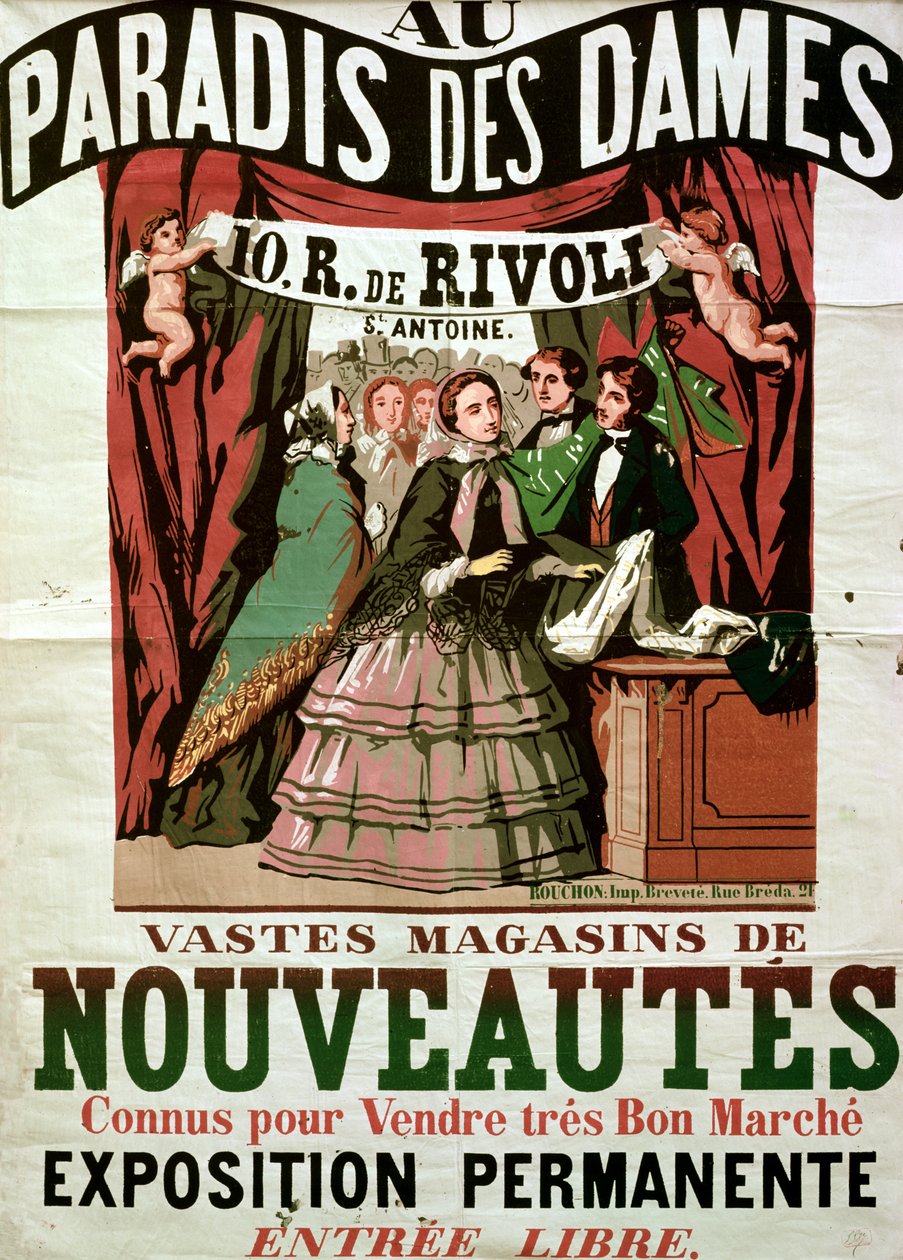 „Au Paradis des Dames” reklámplakát, párizsi bolt, 1856 alkotó: Jean Alexis Rouchon