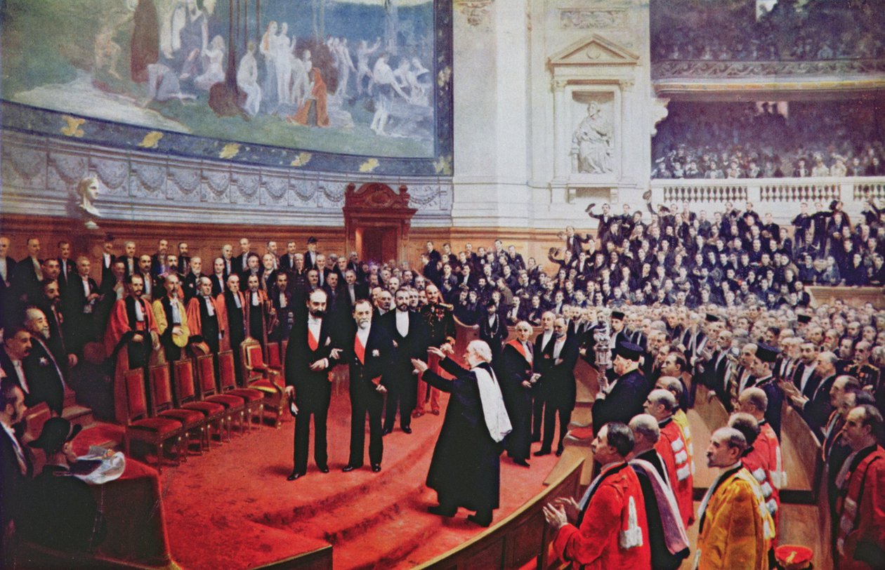 Louis Pasteur (1822-95) jubileuma a Sorbonne-ban, 1892. december 27., a Chanteclairből, 1923 alkotó: Jean Andre Rixens