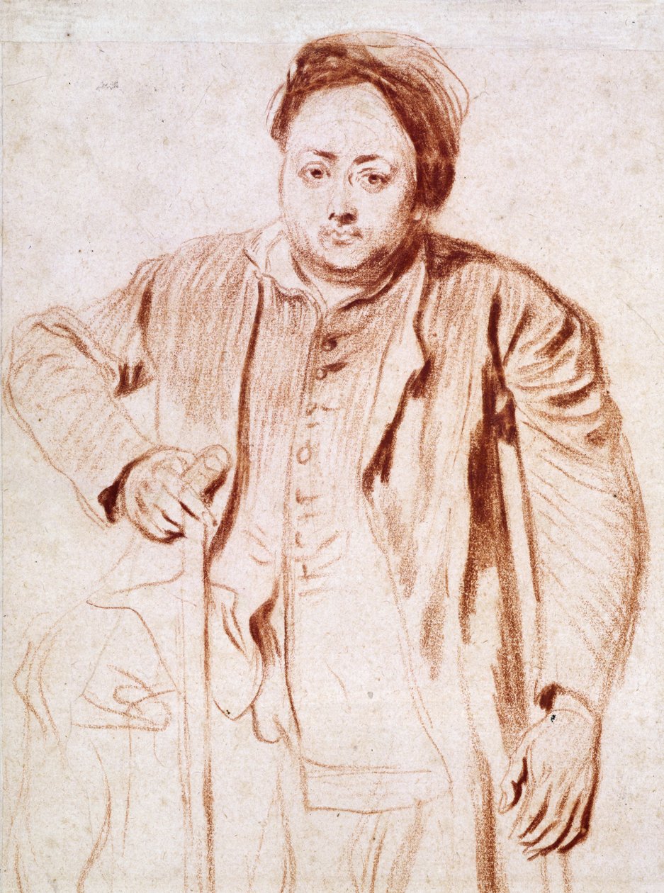 2266 Antonie de la Rogue, Mankók embere, 1714 körül (kréta papíron) alkotó: Jean Antoine Watteau
