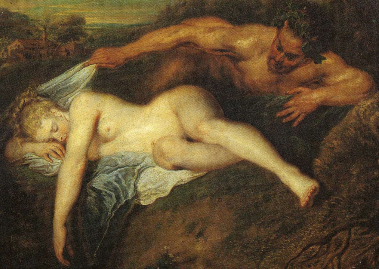 Nymph és Satyr, más néven Jupiter és Antiope, részletek alkotó: Jean Antoine Watteau