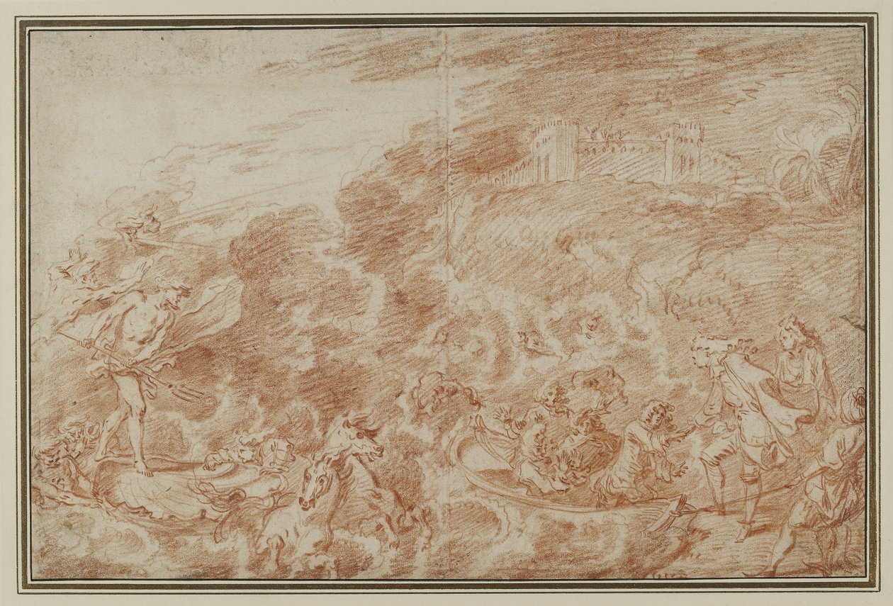 Vihar a tengeren (vörös kréta, papír) alkotó: Jean Antoine Watteau