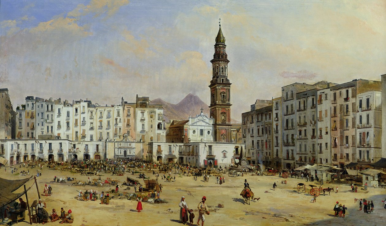 Piazza Mazaniello, Nápoly alkotó: Jean Auguste Bard