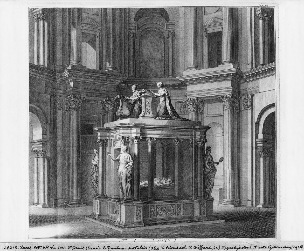 II. Henrik és Katalin de Medicis sírja a Valois-mauzóleumban, illusztráció Dom Michel Felibien „Histoire de l
