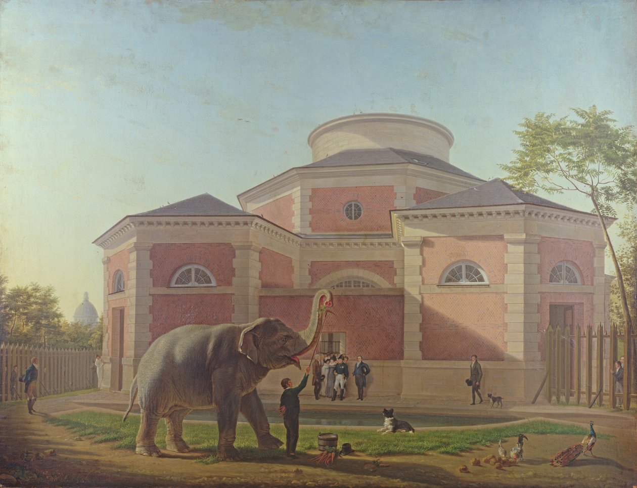 A herceg és de Berry hercegnő meglátogatja az elefántot a párizsi Jardin des Plantes-ban, 1817 alkotó: Jean Baptiste Berre