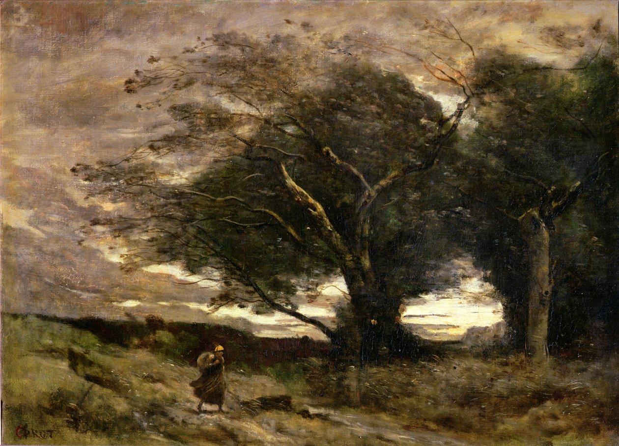 széllökés, 1866 alkotó: Jean Baptiste Camille Corot