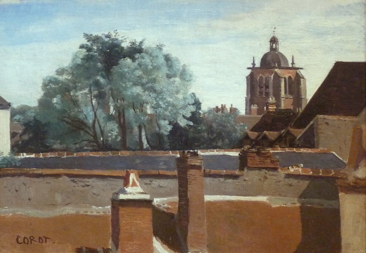 Orleans, kilátás a Sainte-Paterne toronyra egy ablakból alkotó: Jean Baptiste Camille Corot