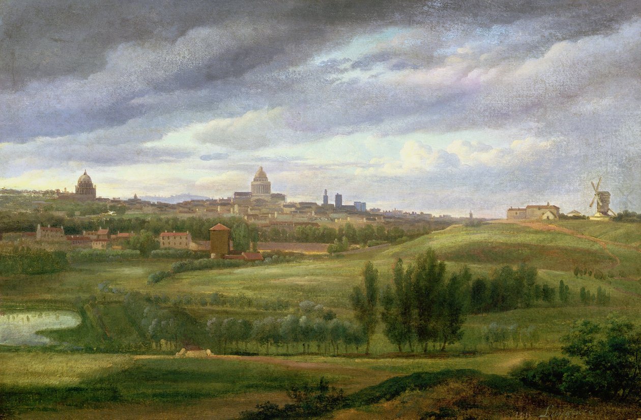 Kilátás Párizsra Butte aux Cailles-ból, Gentillyből alkotó: Jean Baptiste Gabriel Langlace