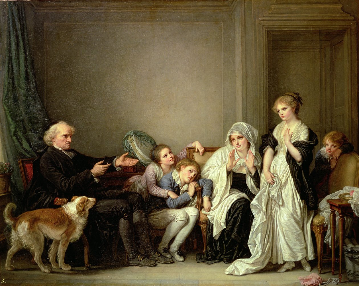 Látogatás a papnál, 18. század alkotó: Jean Baptiste Greuze