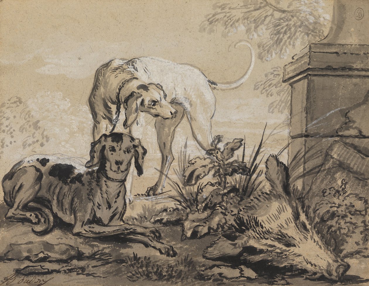 A vadászat után- Két vadászkutya egy vadkan mellett alkotó: Jean Baptiste Oudry