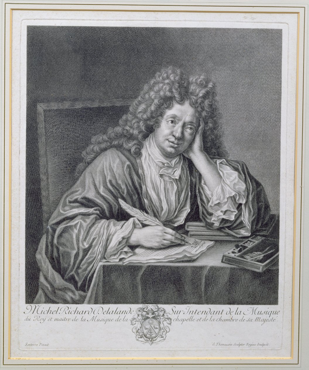 Michel Richard Delalande (1657-1726) zenei felügyelő portréja, Simon Thomassin (1655-1733) metszete. alkotó: Jean Baptiste Santerre