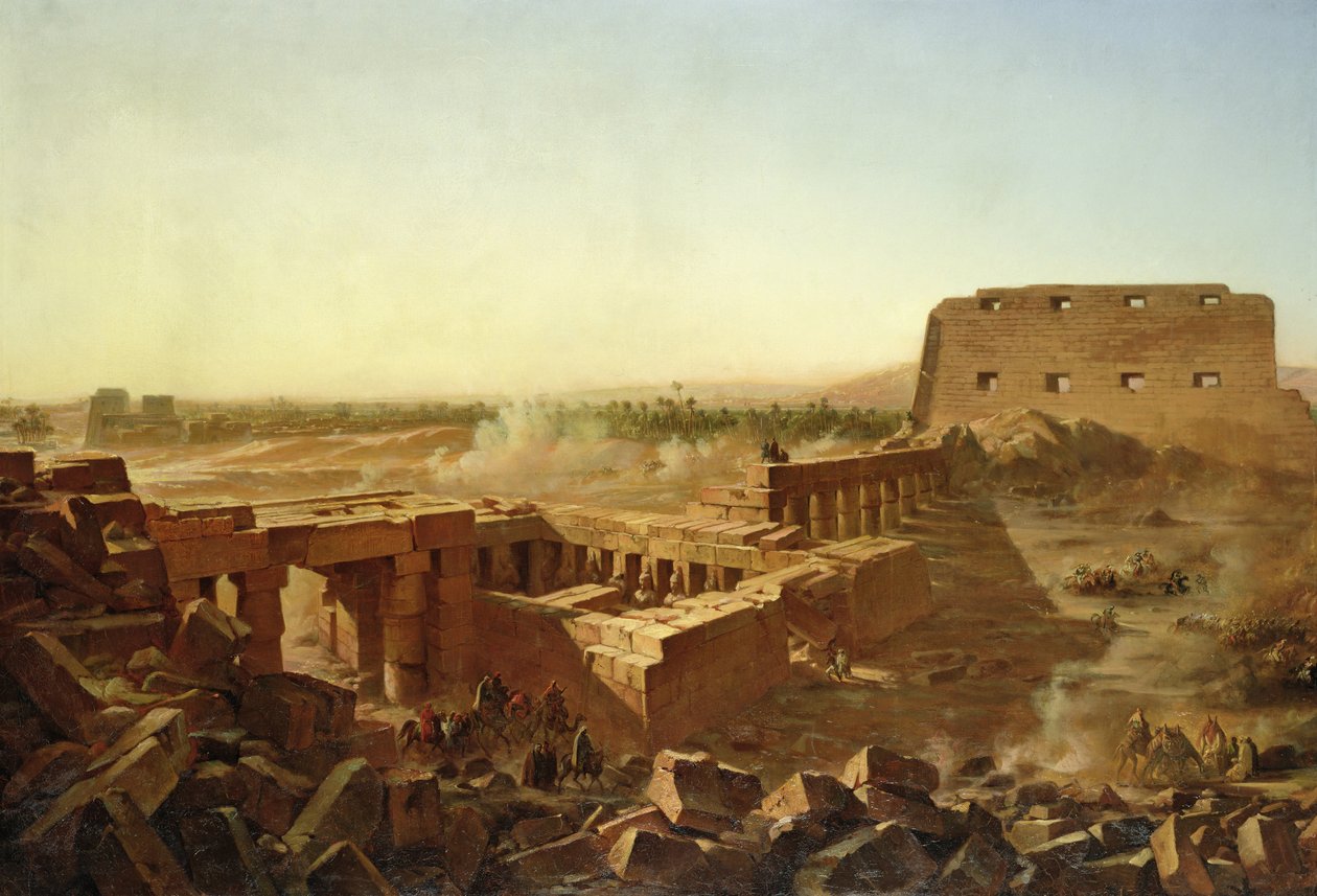 A csata a karnaki templomban: Az egyiptomi hadjárat alkotó: Jean Charles Langlois