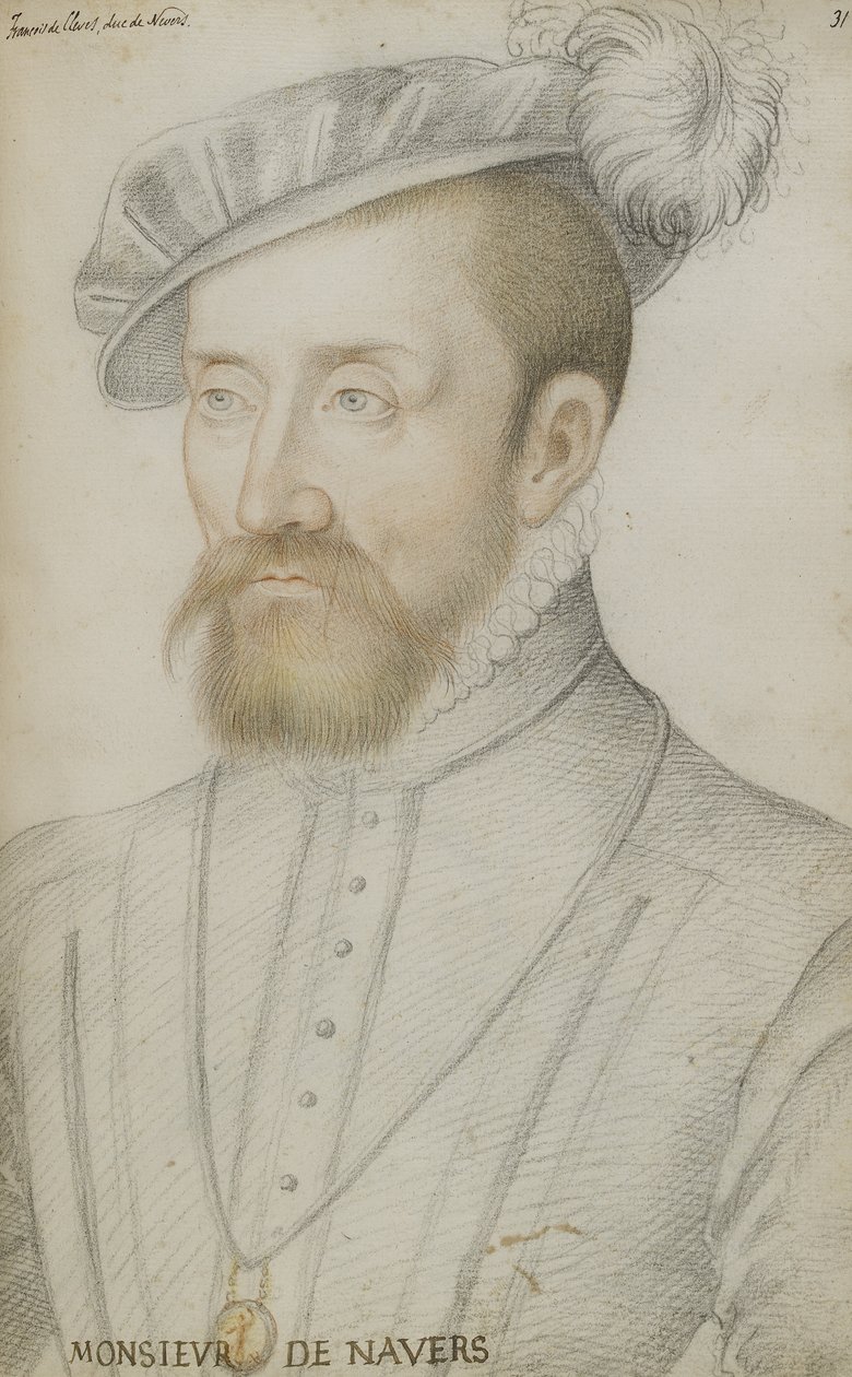 François de Cleves (fekete, vörös és sárga kréta, papír) alkotó: Jean Clouet