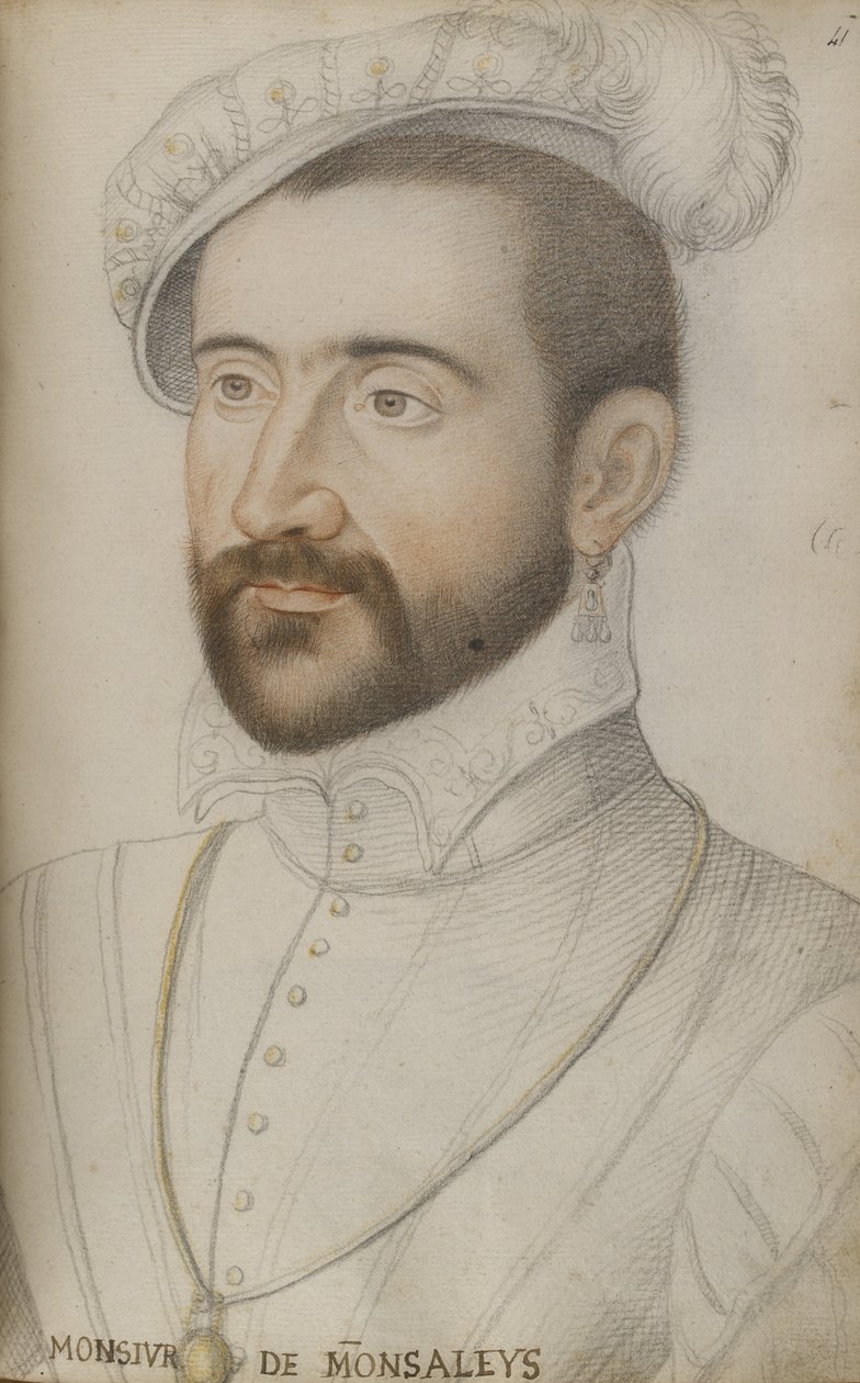 Jacques de Balaguier (fekete, vörös és sárga kréta, papír) alkotó: Jean Clouet