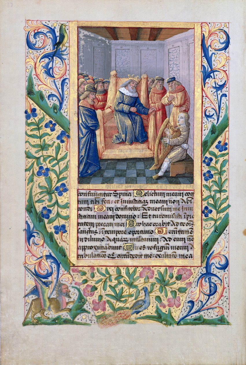 Ms Lat. Q.v.I.126 f.54v Saul Dávid hárfáját hallgatja, a Louis d