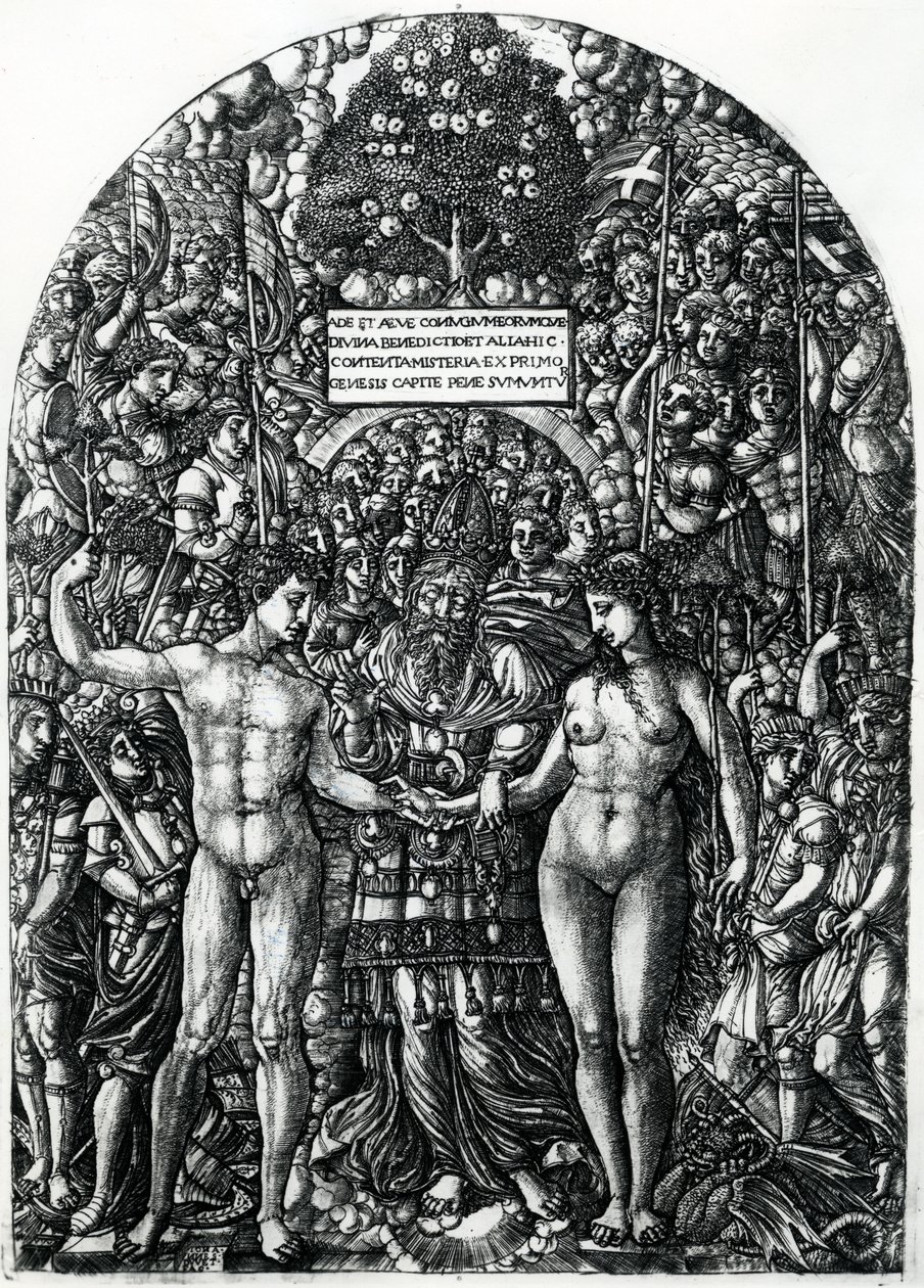 Ádám és Éva házassága, 1540-55 körül alkotó: Jean Duvet
