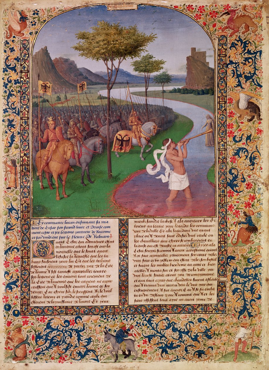 Julius Caesar (Kr. e. 100-44) Átkelés a Rubiconon, 1470 körül (részlet) alkotó: Jean Fouquet