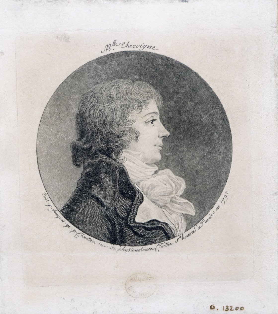Anne-Josephe Trewagne (1762-1817) „Theroigne de Mericourt”-ként ismert portréja, amelyet Gilles-Louis Chretien (1754-1811) metszett alkotó: Jean Fouquet