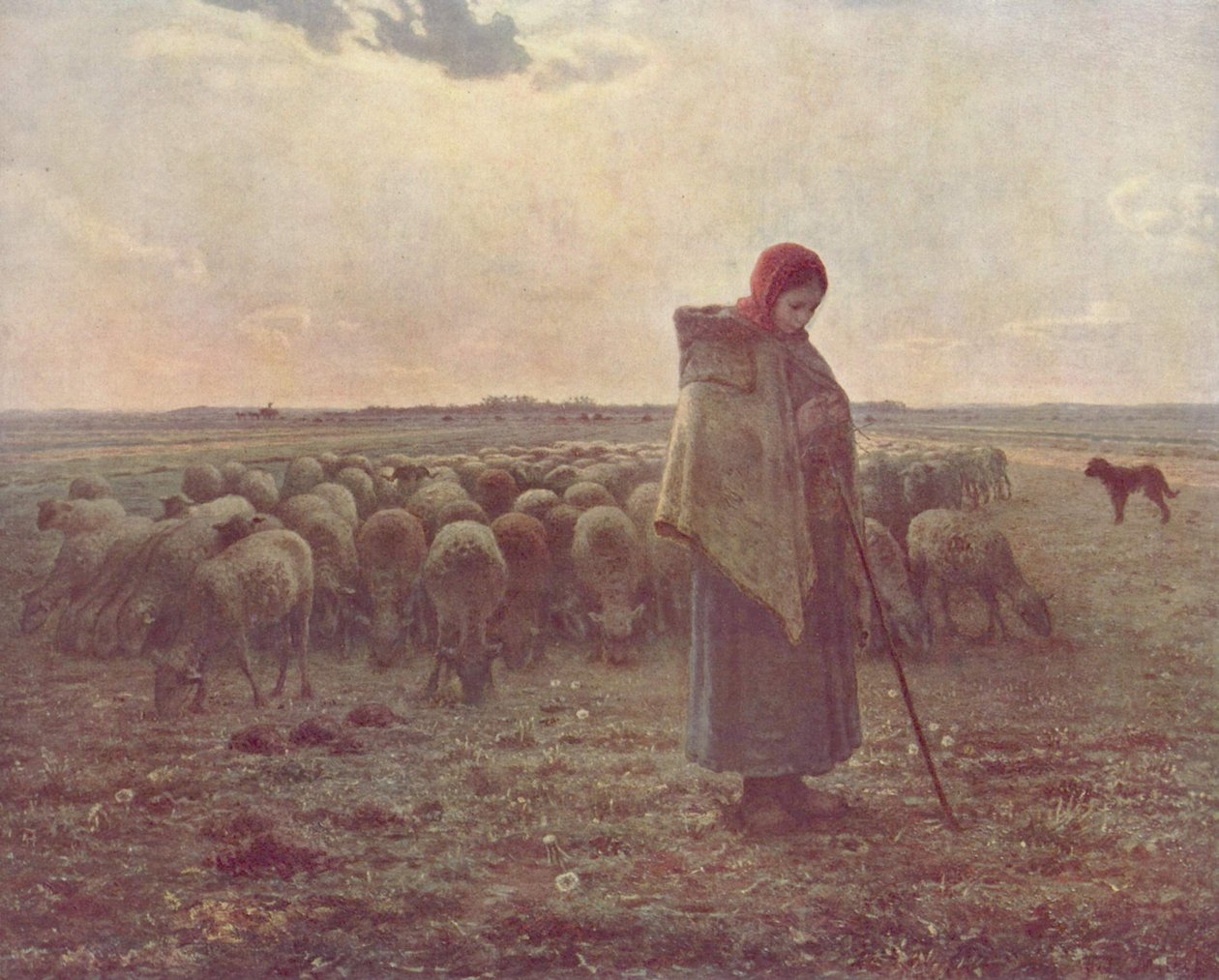 Lány gondozza a juhokat alkotó: Jean Francois Millet