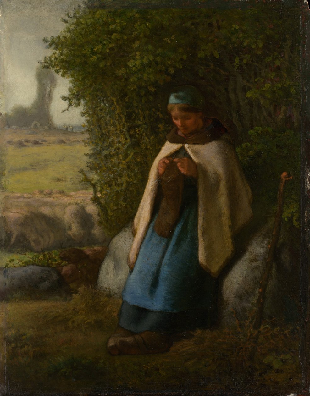 Pásztornő sziklán ül alkotó: Jean Francois Millet