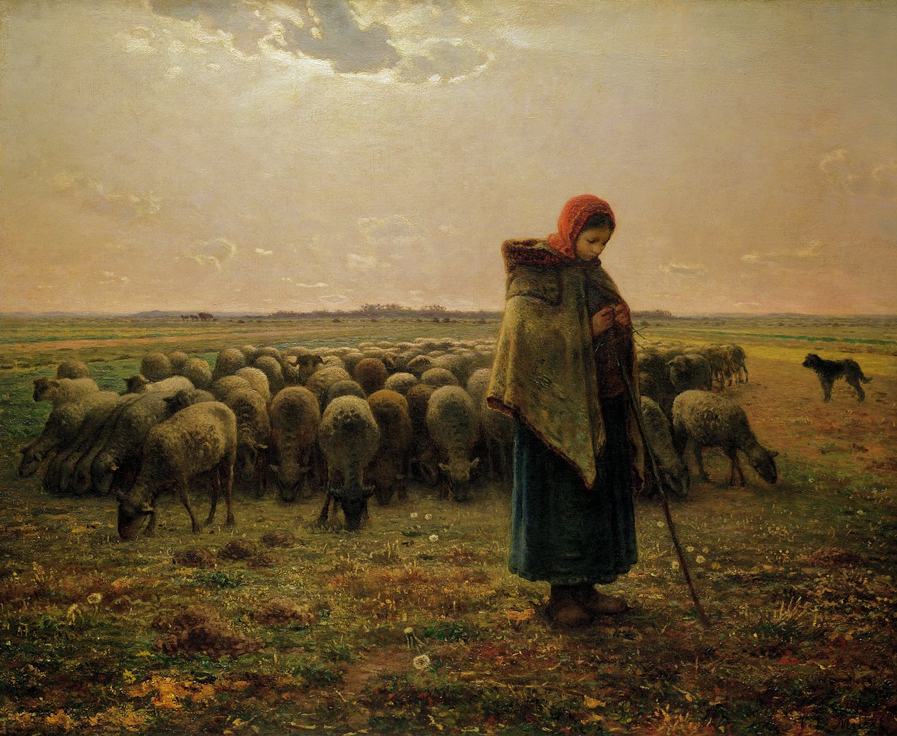 Pásztorlány a nyájával, 1863 alkotó: Jean Francois Millet